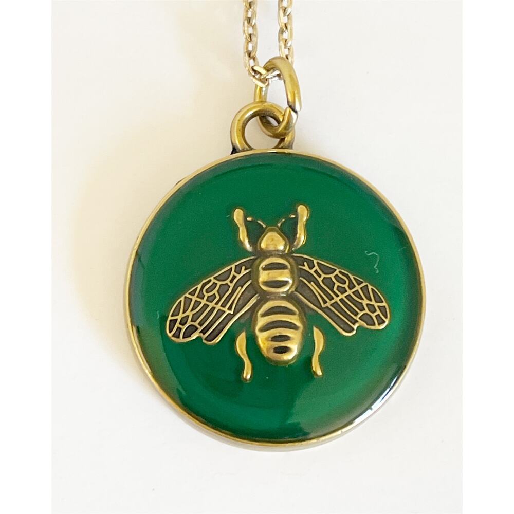 GUCCI Bee Charm Necklace Pendant Green Gold Stamped Zipper Pull - Picture 14 of 14